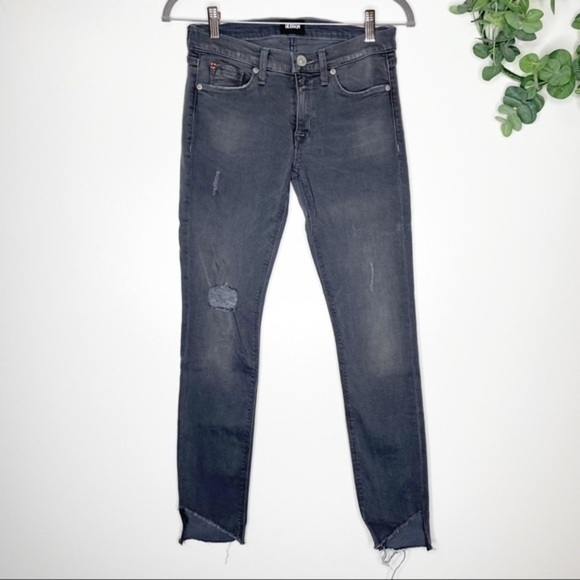 Hudson Krista Ankle Super Skinny Jeans Gray Distressed Step Hem Women’s 25 - Picture 1 of 7